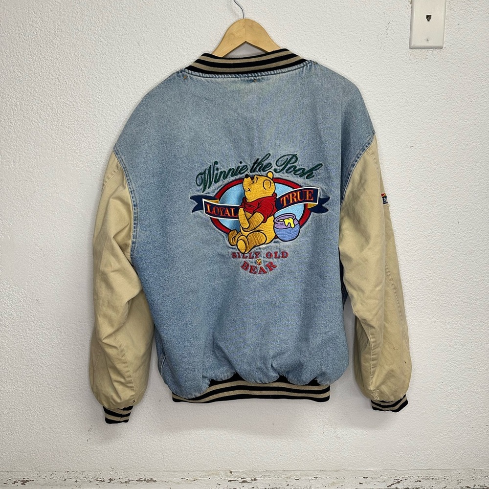 Vintage Disney Winnie the Pooh Denim and Beige Bomber Jacket
